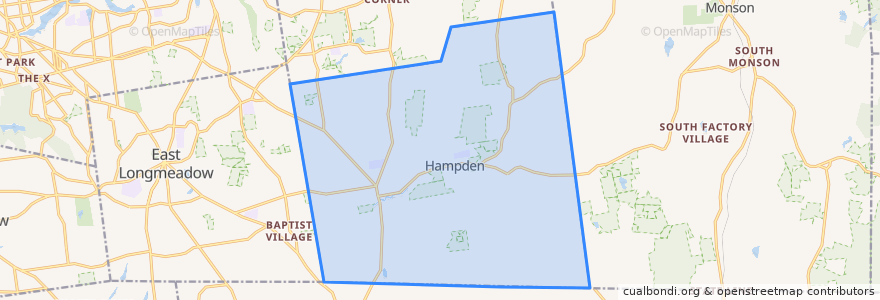 Mapa de ubicacion de Hampden.