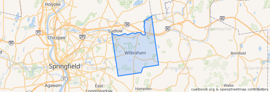 Mapa de ubicacion de Wilbraham.