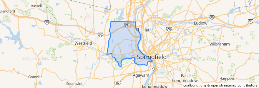 Mapa de ubicacion de West Springfield.