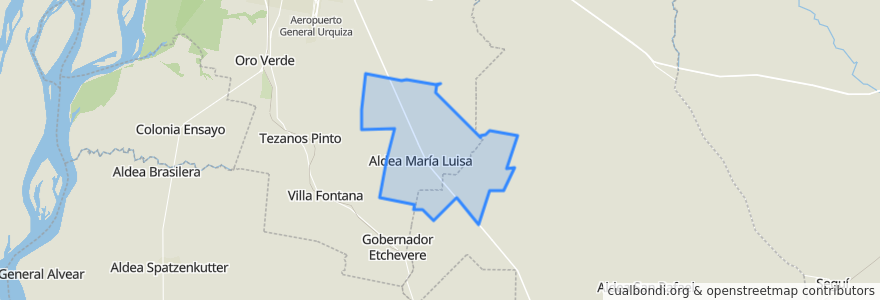 Mapa de ubicacion de Junta de Gobierno de Aldea María Luisa.