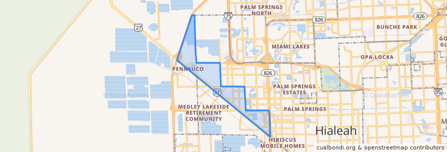 Mapa de ubicacion de Hialeah Gardens.