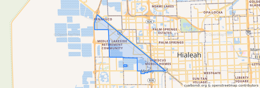 Mapa de ubicacion de Medley.