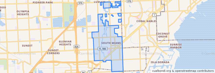 Mapa de ubicacion de South Miami.