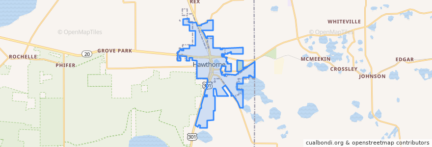 Mapa de ubicacion de Hawthorne.