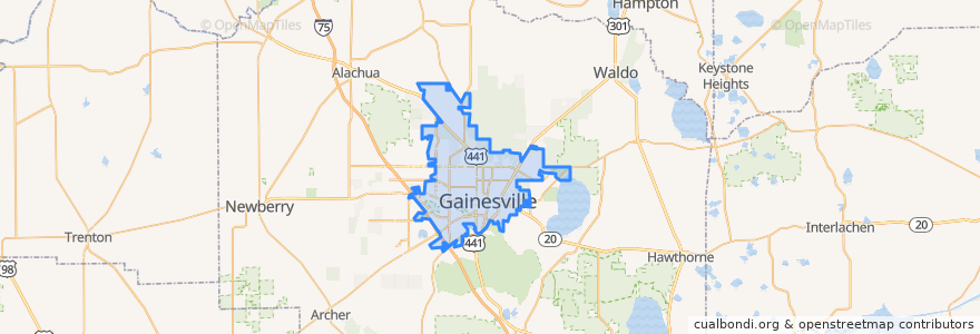 Mapa de ubicacion de Gainesville.