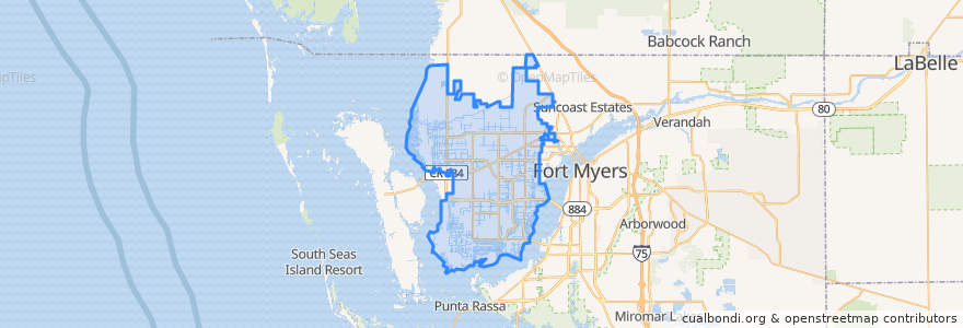 Mapa de ubicacion de Cape Coral.