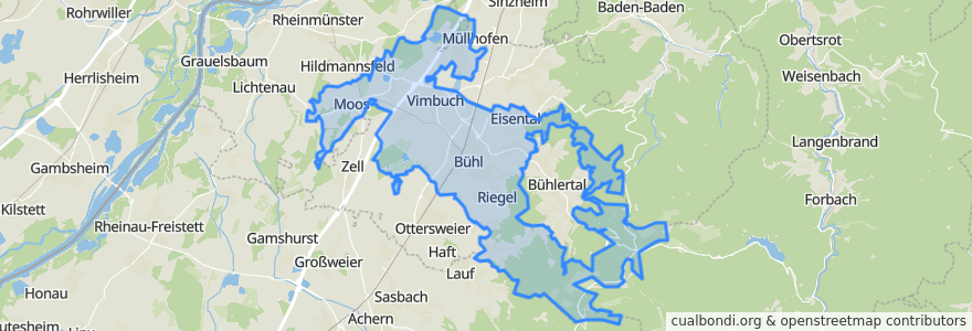 Mapa de ubicacion de Bühl.