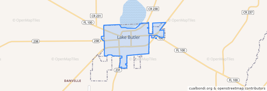 Mapa de ubicacion de Lake Butler.