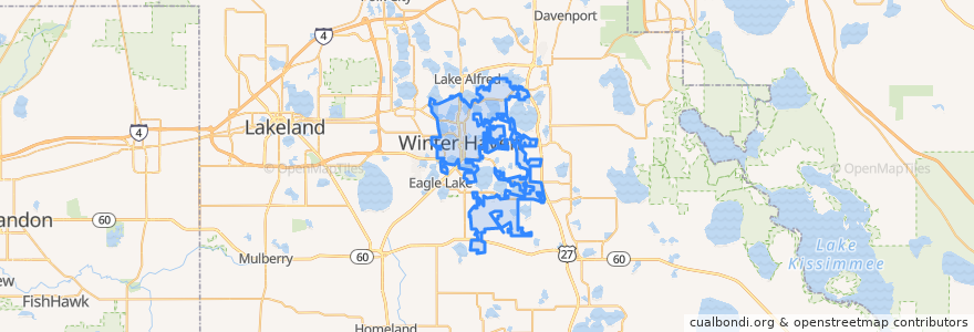 Mapa de ubicacion de Winter Haven.