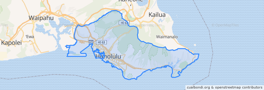 Mapa de ubicacion de 호놀룰루.