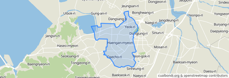 Mapa de ubicacion de 행안면.