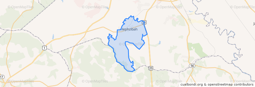 Mapa de ubicacion de Hephzibah.