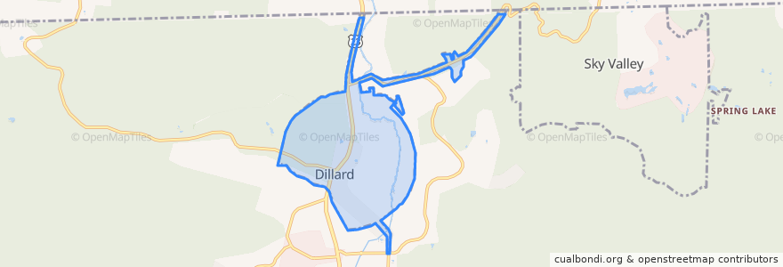 Mapa de ubicacion de Dillard.