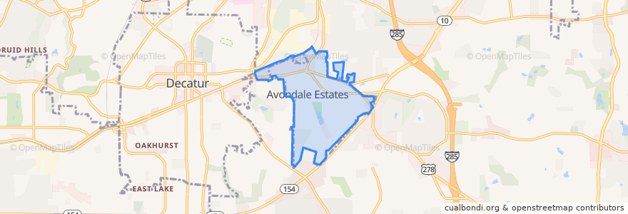 Mapa de ubicacion de Avondale Estates.