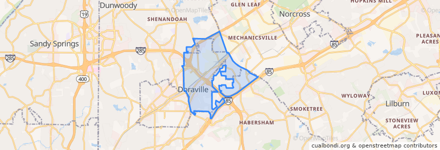 Mapa de ubicacion de Doraville.