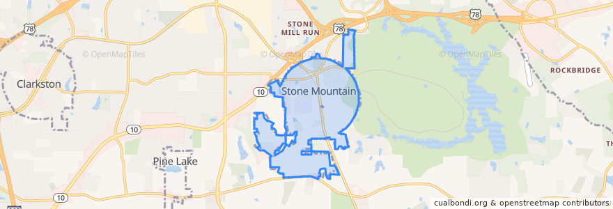 Mapa de ubicacion de Stone Mountain.