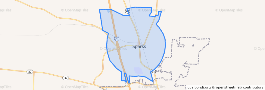 Mapa de ubicacion de Sparks.