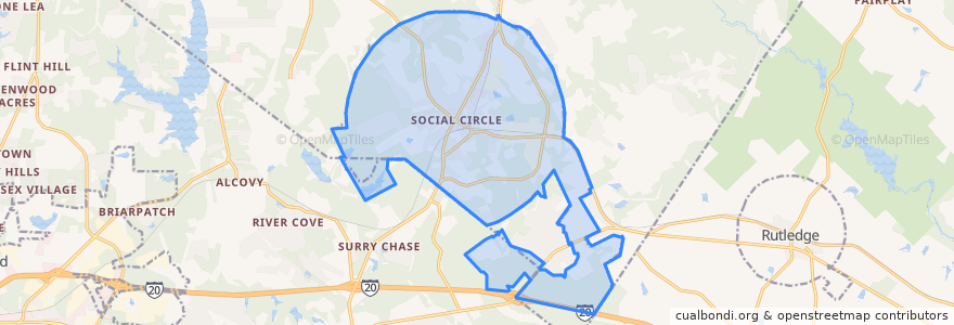 Mapa de ubicacion de Social Circle.