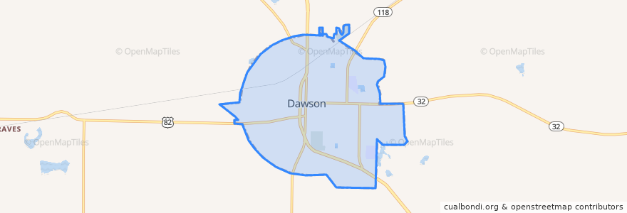 Mapa de ubicacion de Dawson.