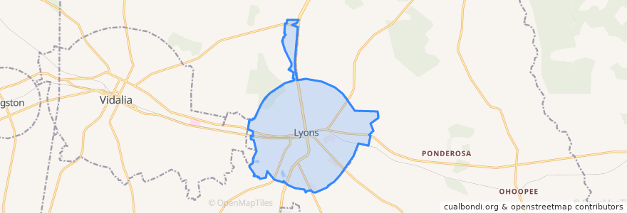 Mapa de ubicacion de Lyons.