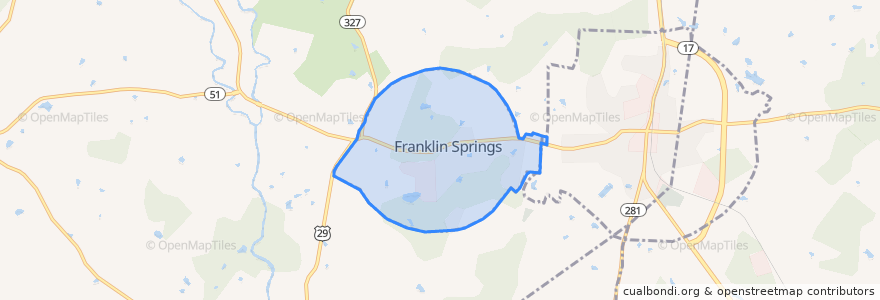 Mapa de ubicacion de Franklin Springs.