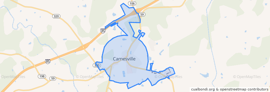 Mapa de ubicacion de Carnesville.