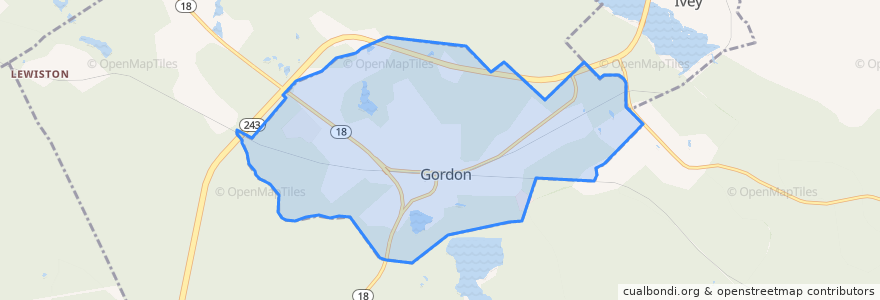 Mapa de ubicacion de Gordon.