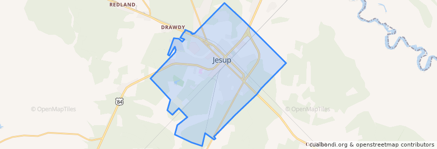 Mapa de ubicacion de Jesup.