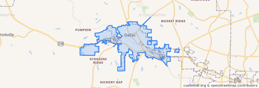 Mapa de ubicacion de Dallas.