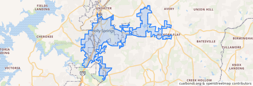 Mapa de ubicacion de Holly Springs.