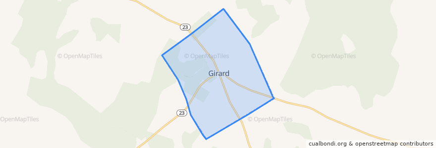 Mapa de ubicacion de Girard.