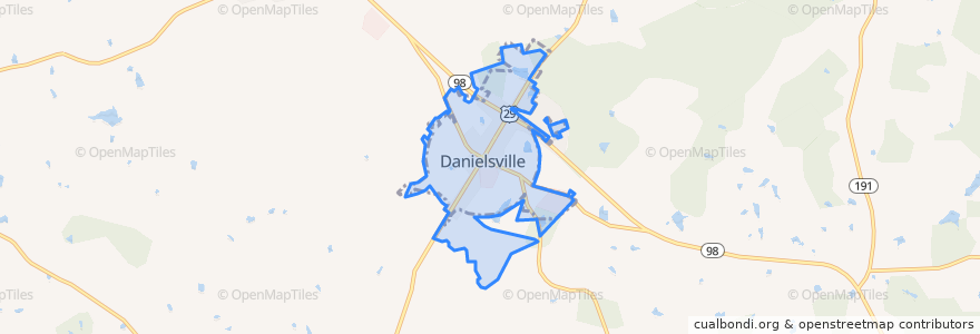 Mapa de ubicacion de Danielsville.