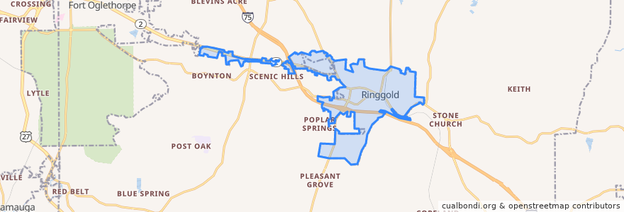 Mapa de ubicacion de Ringgold.