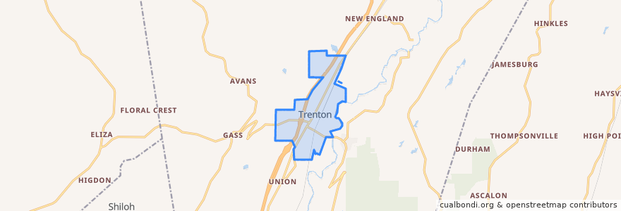 Mapa de ubicacion de Trenton.