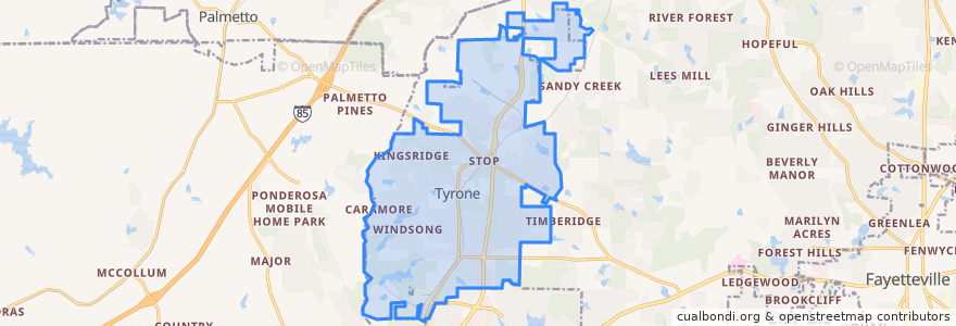 Mapa de ubicacion de Tyrone.