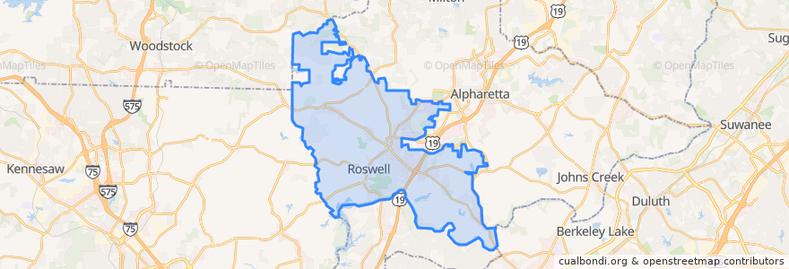 Mapa de ubicacion de Roswell.