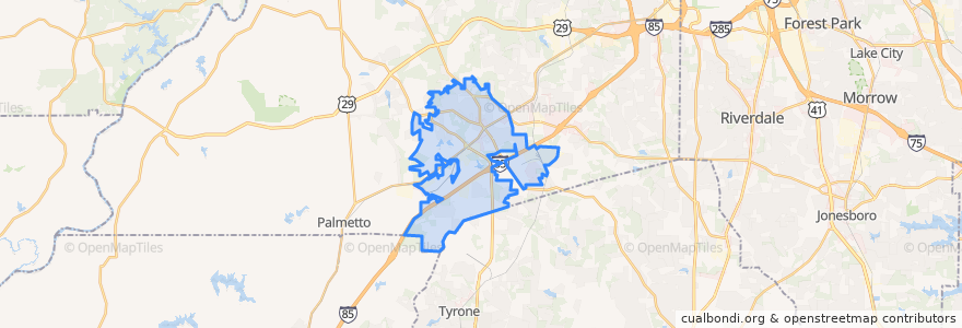 Mapa de ubicacion de Fairburn.