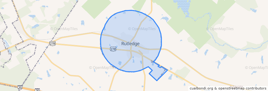 Mapa de ubicacion de Rutledge.