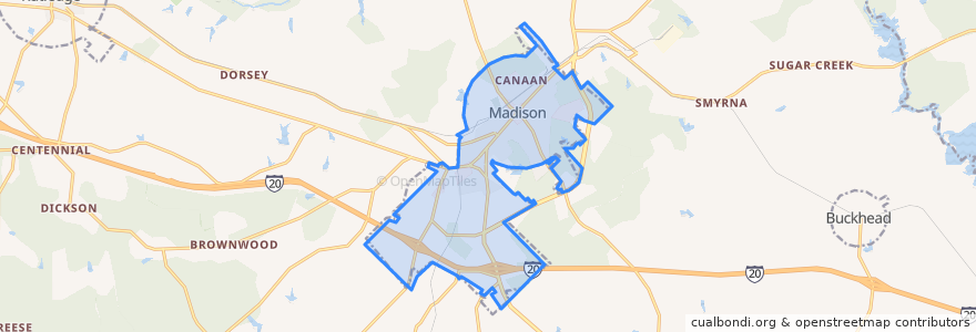 Mapa de ubicacion de Madison.