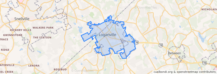 Mapa de ubicacion de Loganville.