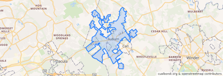 Mapa de ubicacion de Auburn.