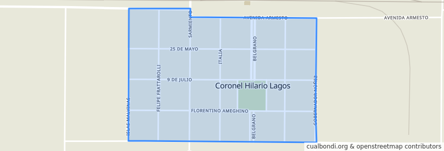 Mapa de ubicacion de Coronel Hilario Lagos.