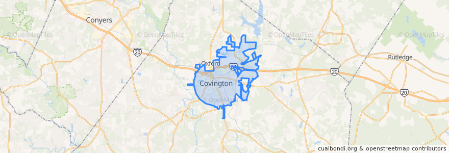 Mapa de ubicacion de Covington.