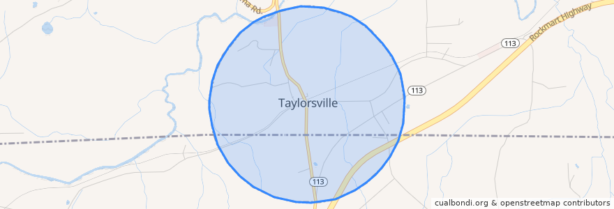 Mapa de ubicacion de Taylorsville.