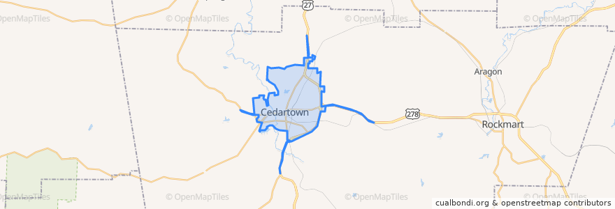 Mapa de ubicacion de Cedartown.