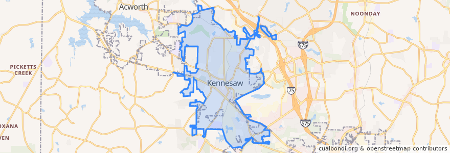 Mapa de ubicacion de Kennesaw.