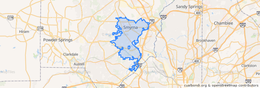 Mapa de ubicacion de Smyrna.