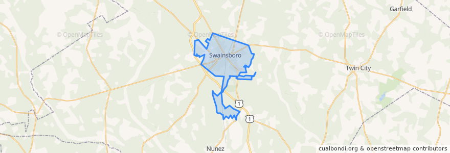 Mapa de ubicacion de Swainsboro.