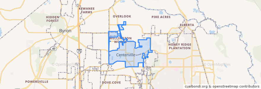 Mapa de ubicacion de Centerville.