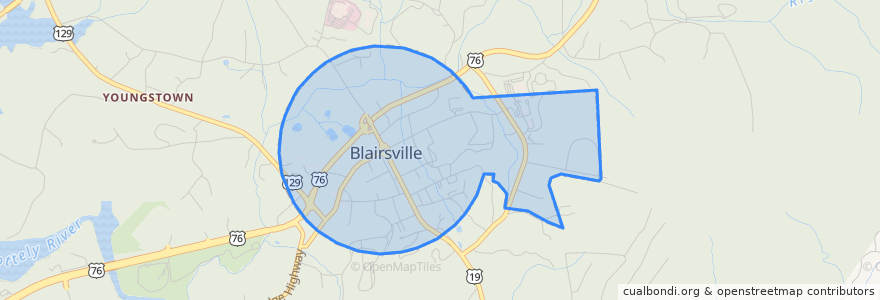 Mapa de ubicacion de Blairsville.